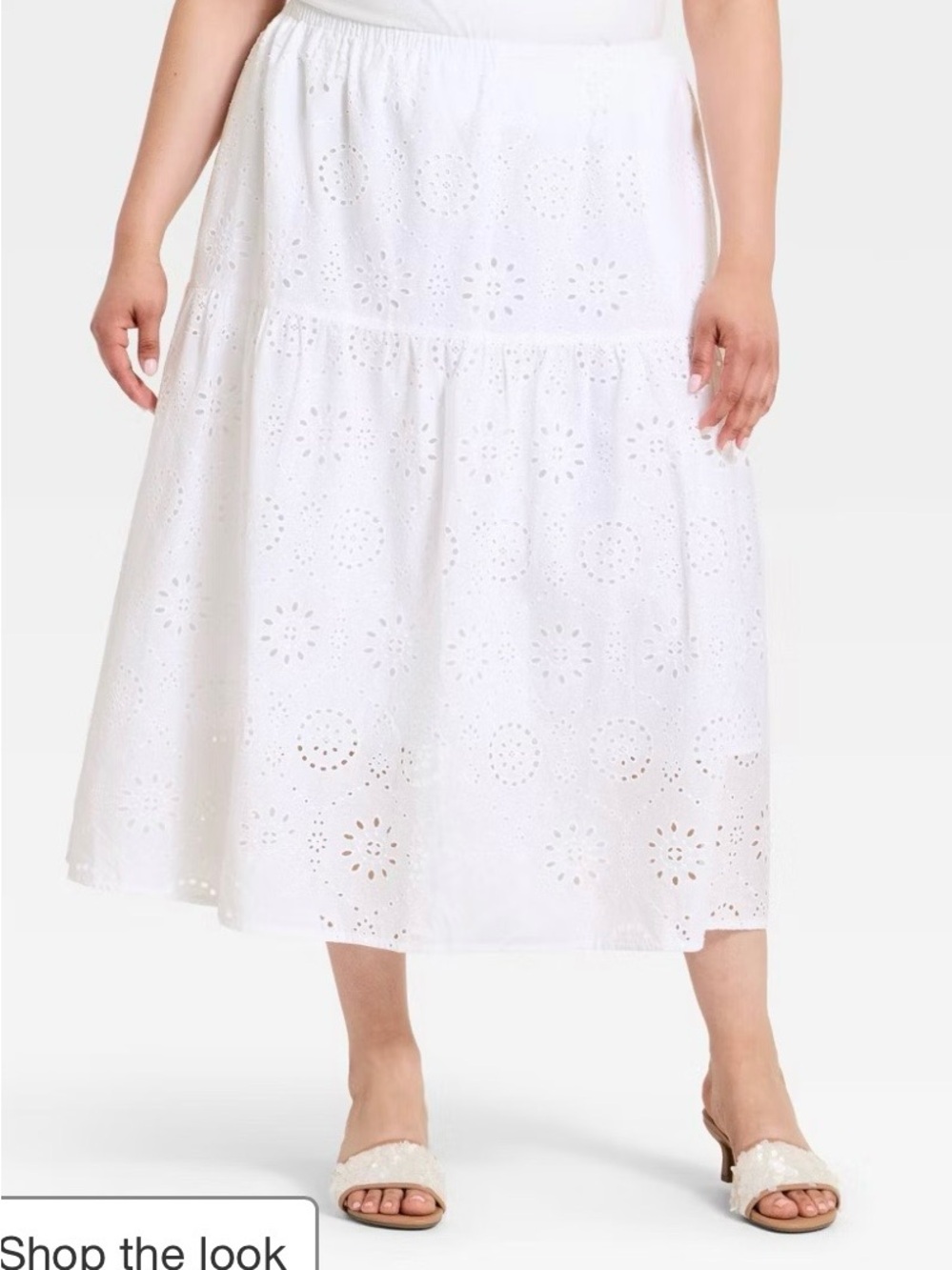 a new day Women's Tiered Eyelet Midi Skirt